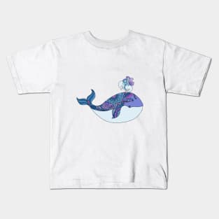 Zentangle whale Kids T-Shirt